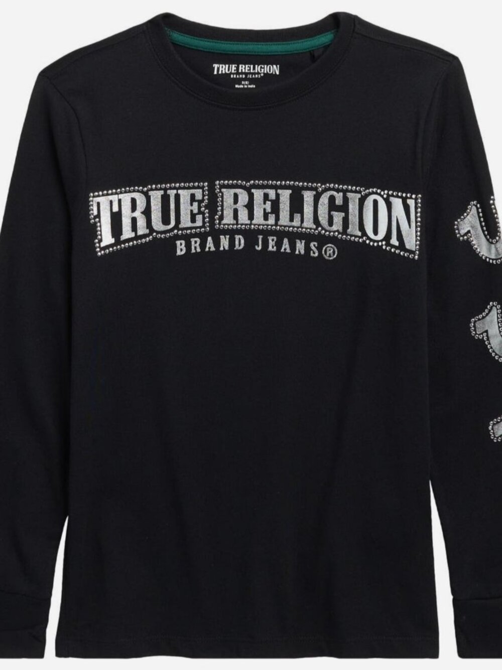 True Religion Kids Foil Silver Studded T-Shirt For Boys Size S (8) New with Tags